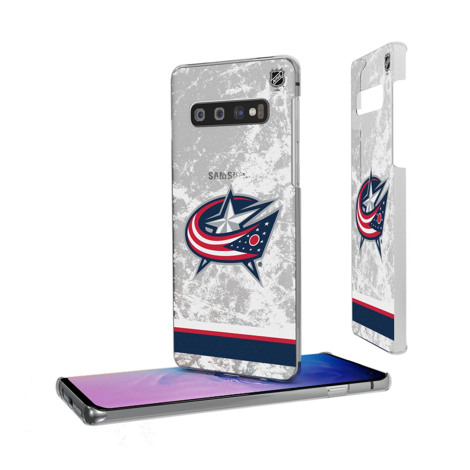 The text on the image is:

- "SAMSUNG" (on the phone case)
- "NHL" (on the phone case, near the top)