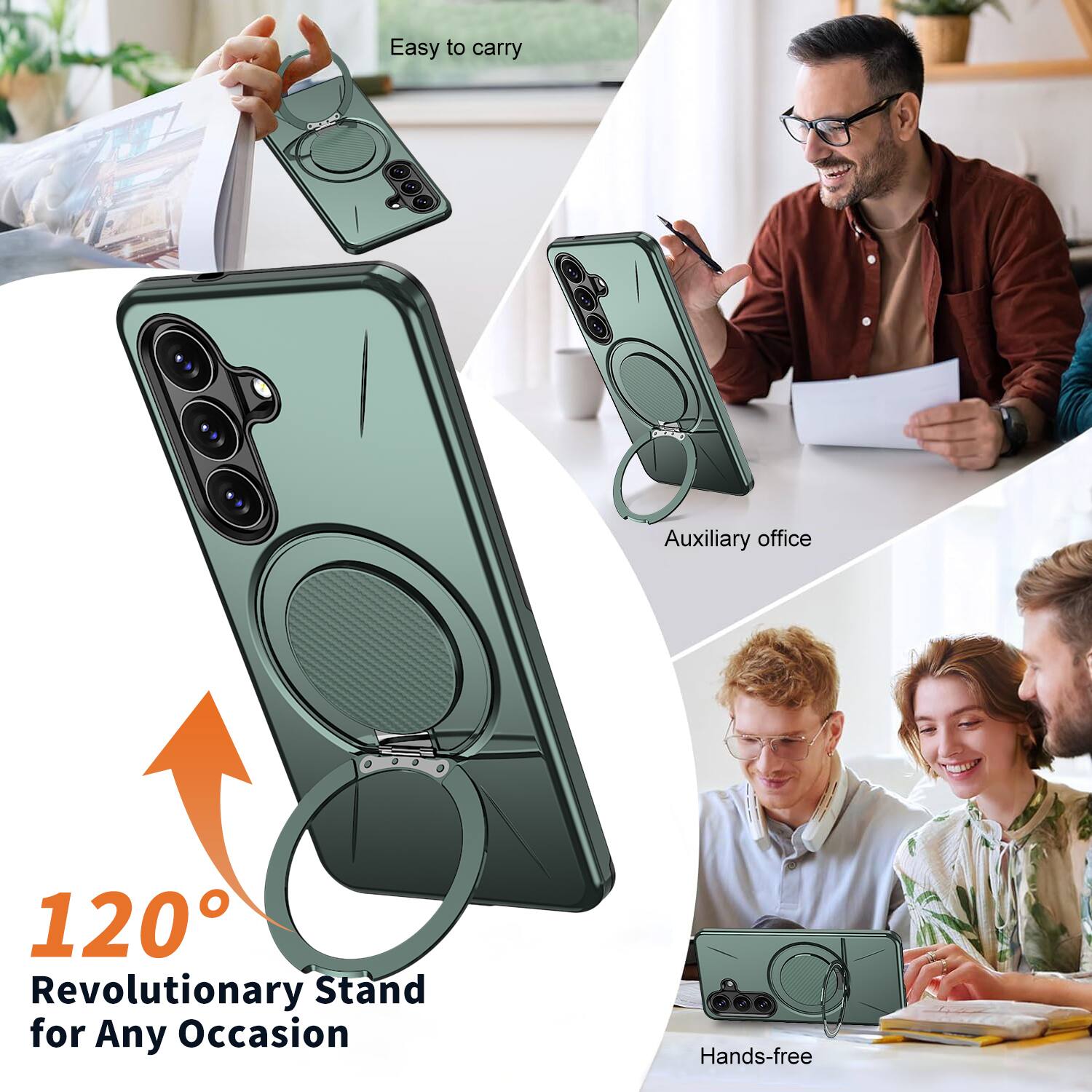 Easy to carry  
Auxiliary office  
120° Revolutionary Stand for Any Occasion  
Hands-free