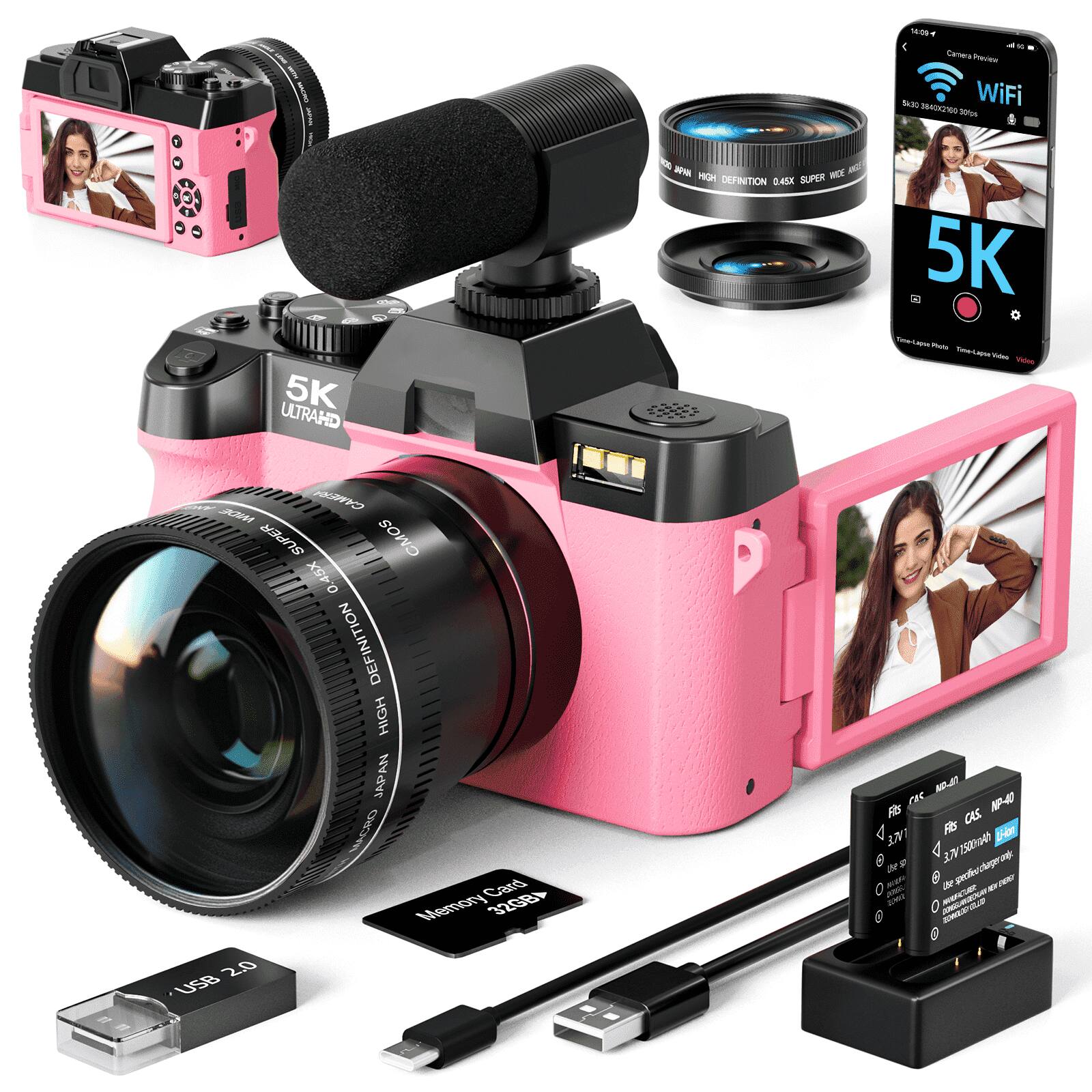 NBD S100F 5K Digital Camera for Photography, 48MP, Autofocus, 16X