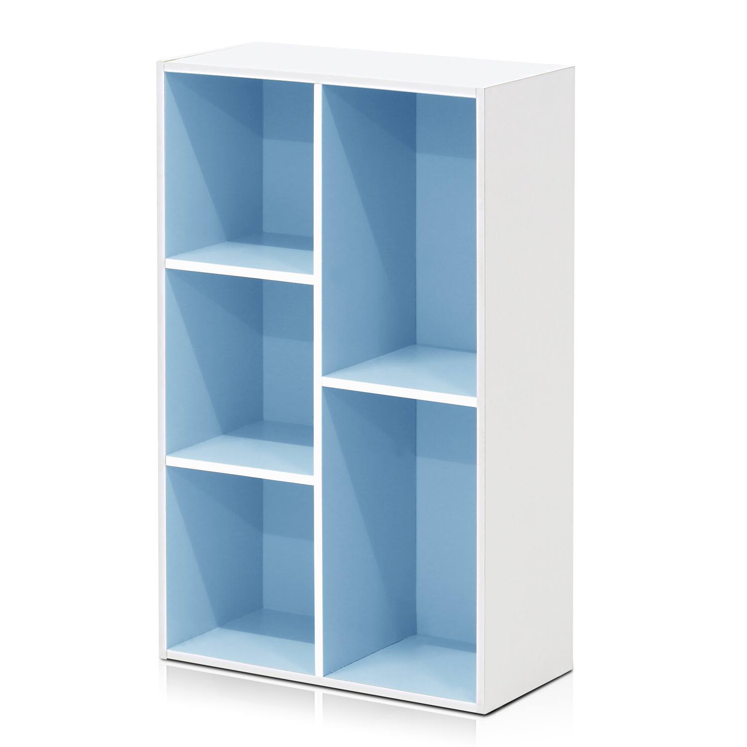 Alt View 1. HOMLUX - HOMLUX 5-Cube 31.5" Wooden Reversible Open Bookcase for Office, Living Room, White & Light Blue - Blue, White.