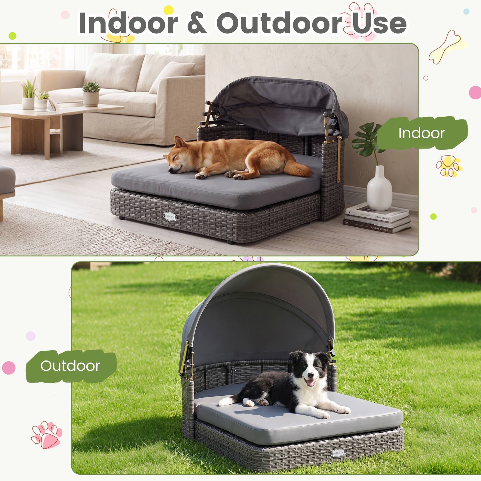 Indoor & Outdoor Use

Indoor
min COFFEE 100% Coust

Outdoor