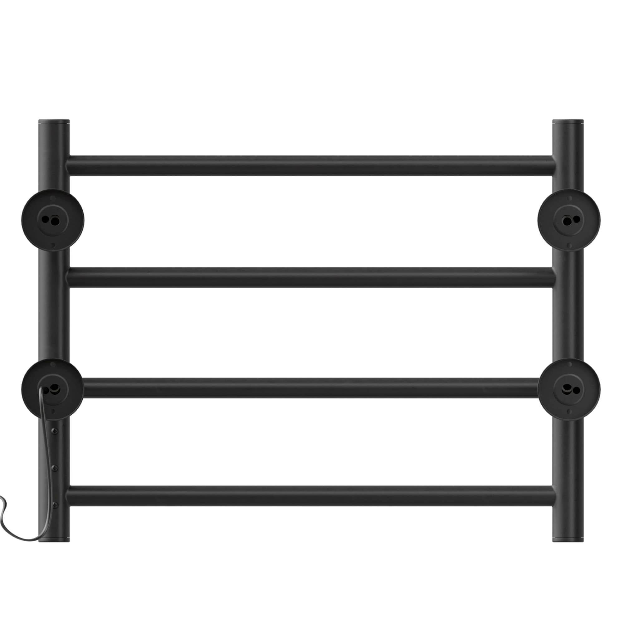 Alt View 3. COWLOWN - 4-Bar Electric Heated Towel Warmer for Bathroom Stainless Steel Wall Mounted Drying Rack Black - Black.