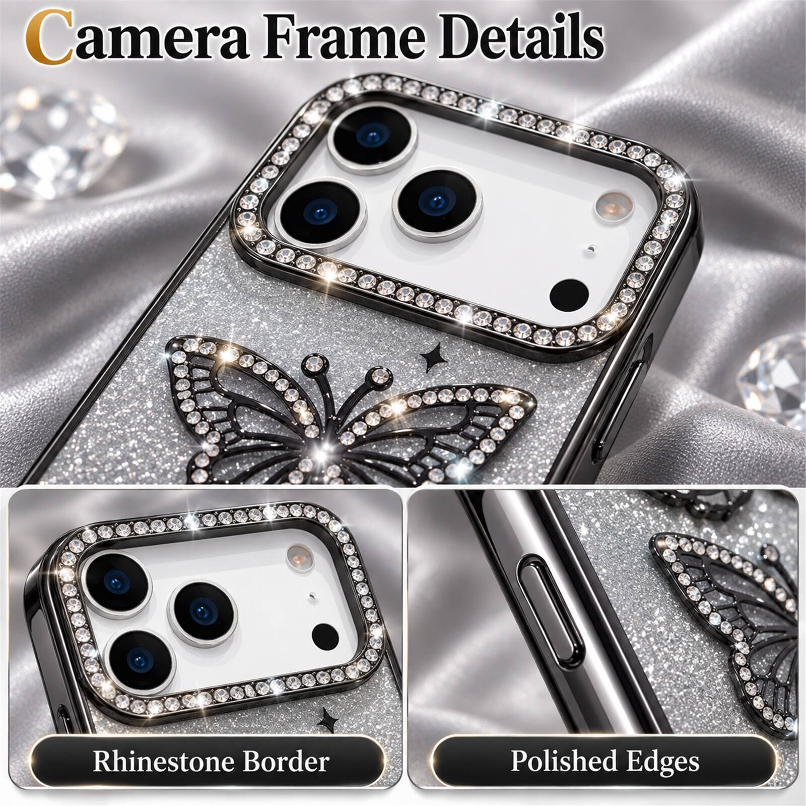 Camera Frame Details

- Rhinestone Border
- Polished Edges