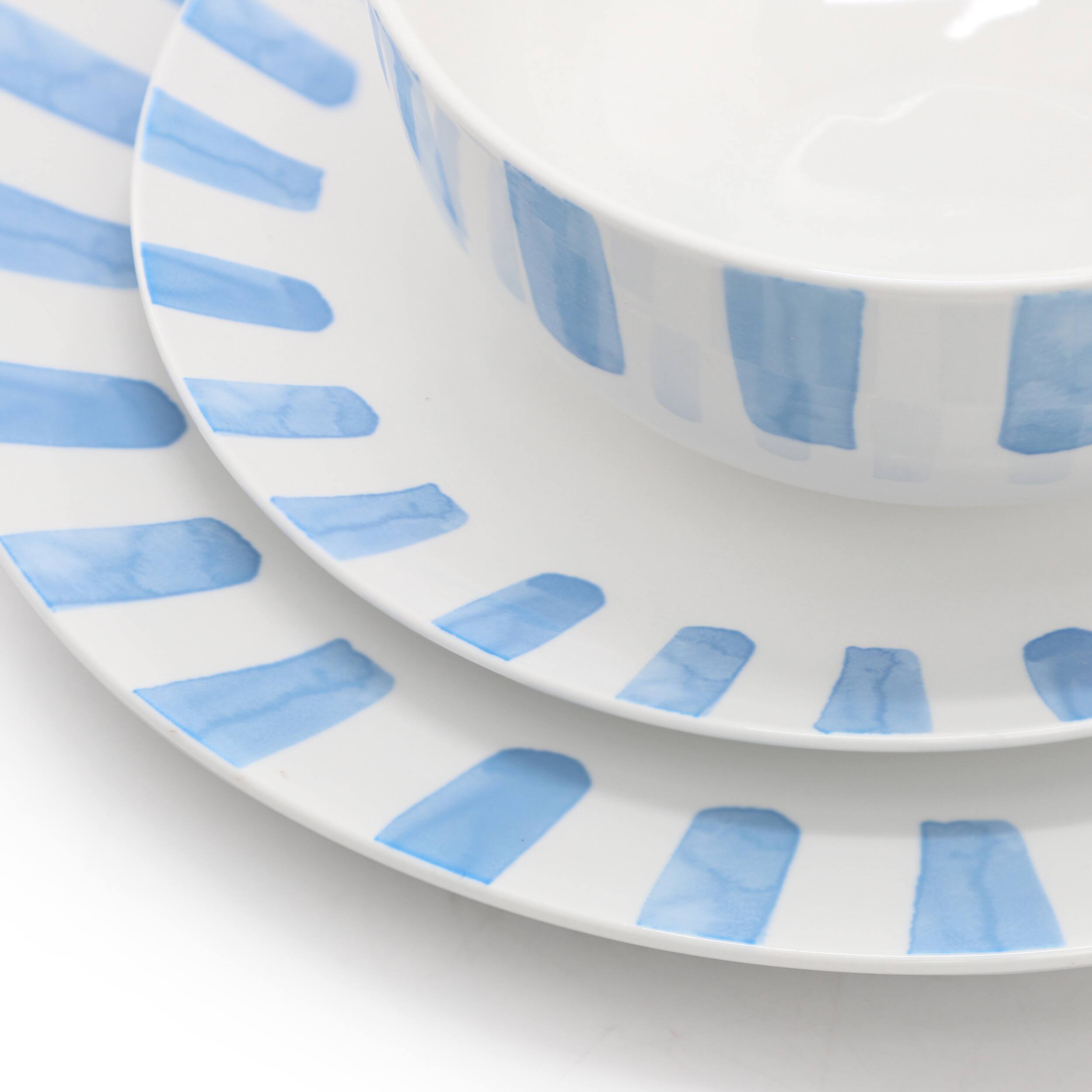 Alt View 3. Gibson - Gibson Home Pacific Waves 12 Piece Round Ceramic Dinnerware Set in Blue - Blue.
