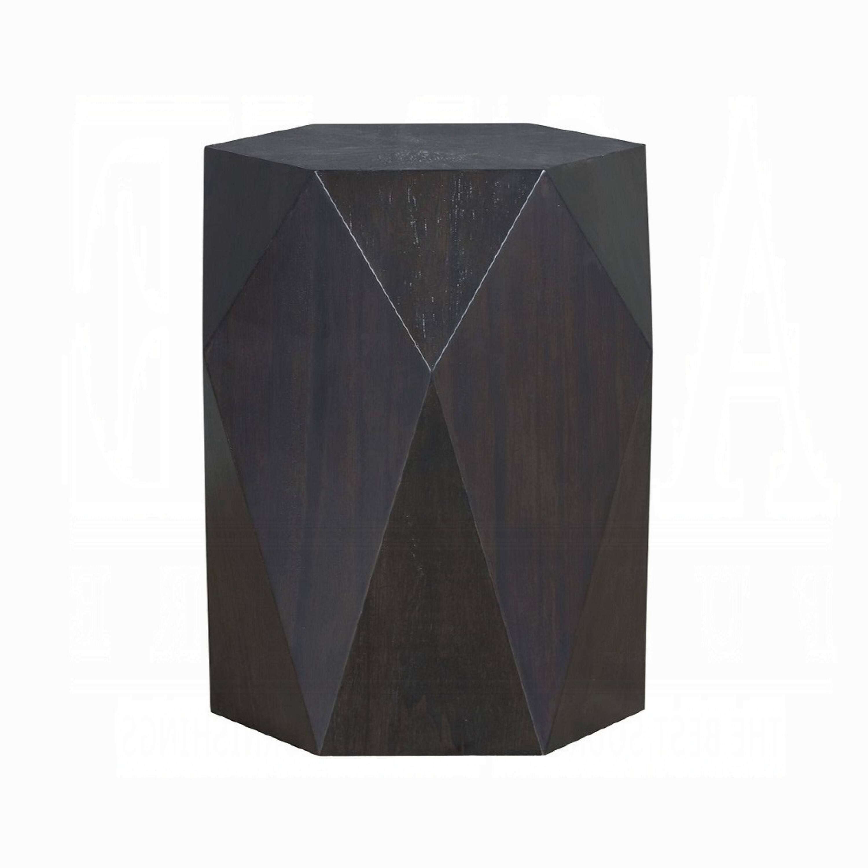 Alt View 1. Manhattan Lane - Hano Side End Table, Black Rubberwood, 22 Inch Modern Geometric Body - Black.