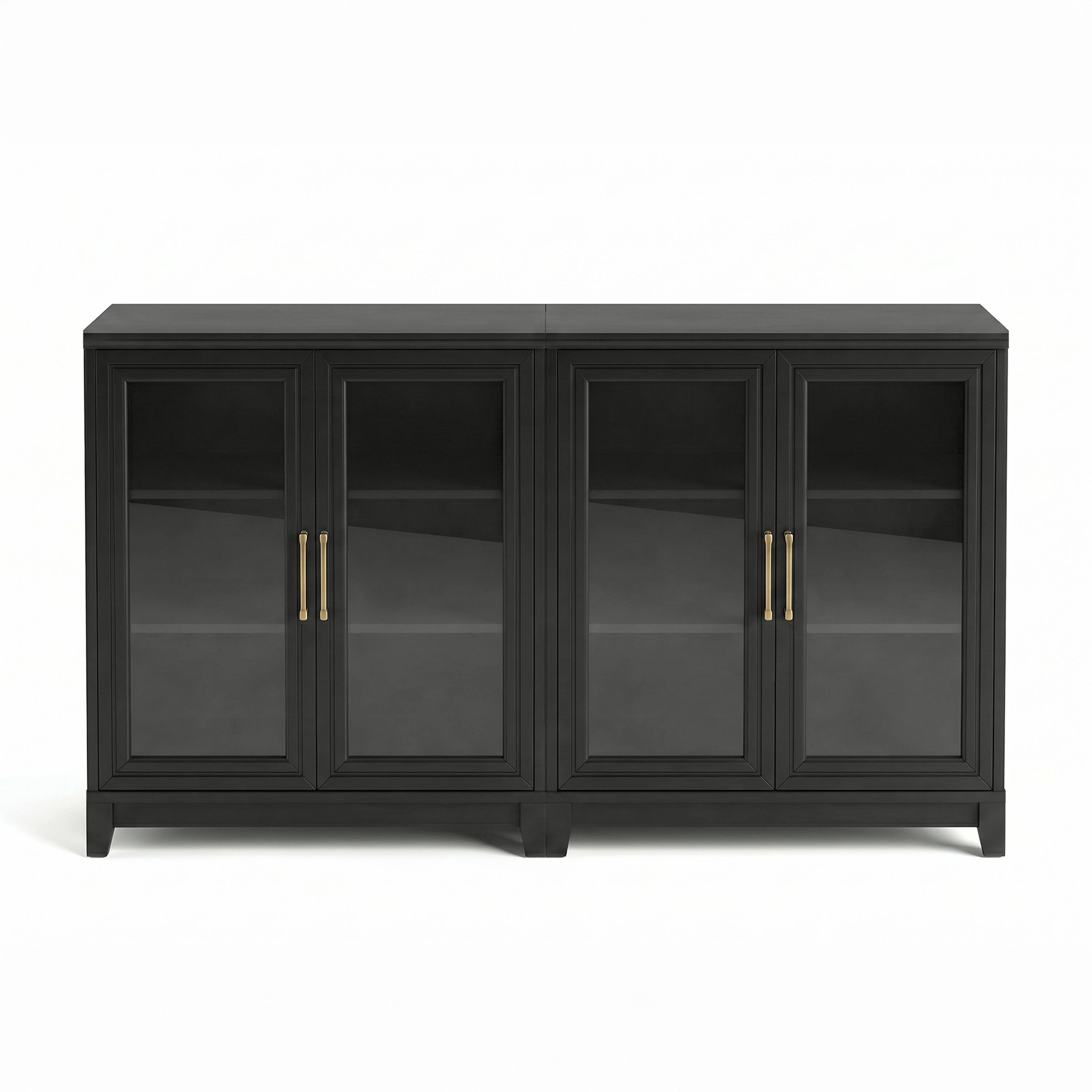 Alt View 1. Martha Stewart - 2PK 2-Door Cabinets with Soft-Close Doors-Premium Hardware - Black Frame/Gold Hardware.