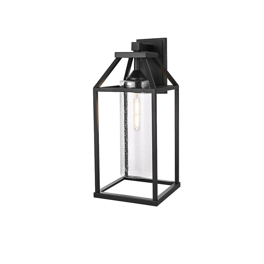 Angle. Elegant Lighting - Zora 24 inch Outdoor Wall sconce in Black - Black And Clear.