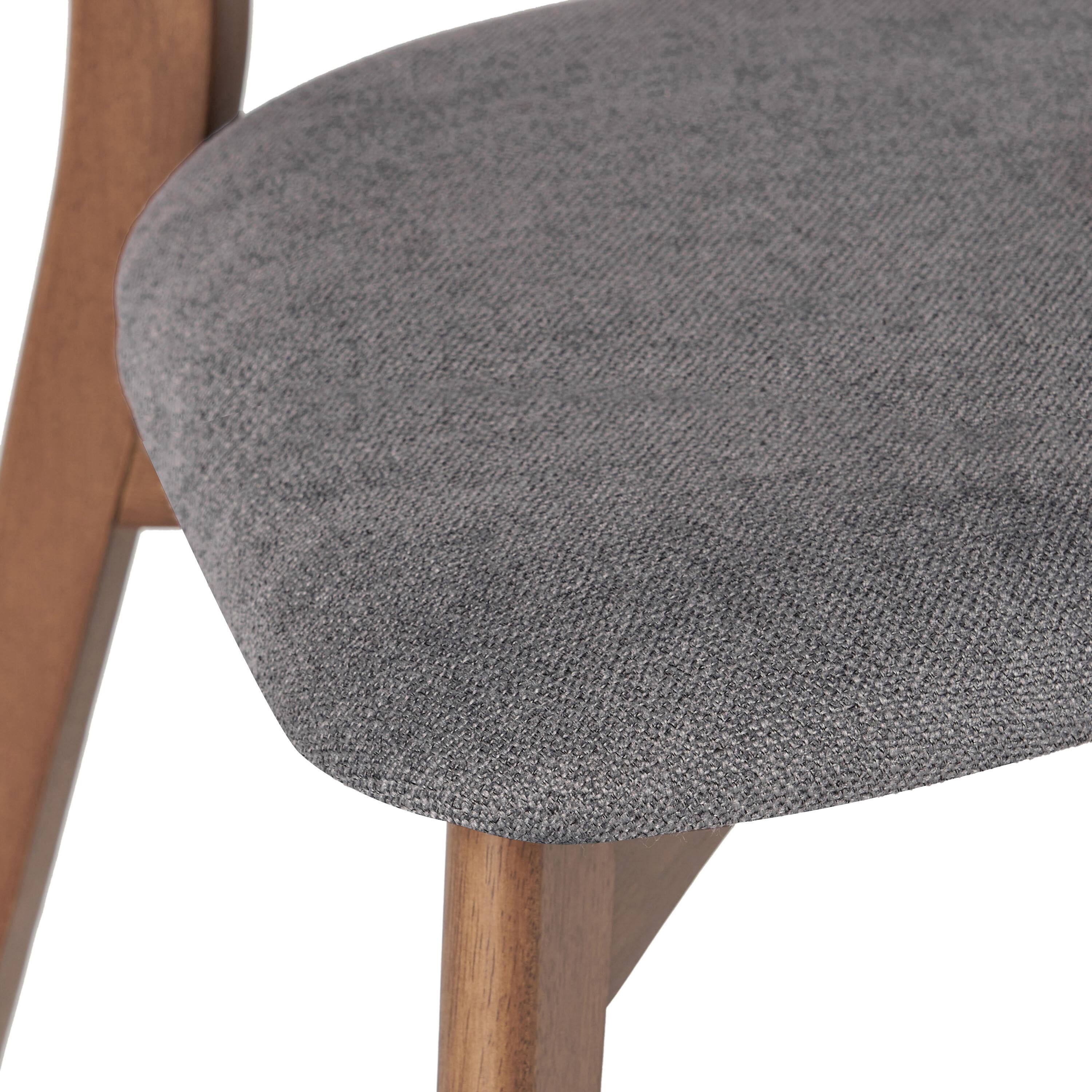Alt View 8. Lirago - 20 Inch Mid Century Dining Chairs Set of 2 Walnut Finished Frame Upholstery - DARK GREY.