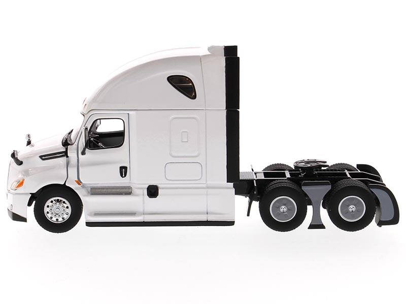 Angle. Diecast Masters - Freightliner New Cascadia Sleeper Cab Truck Tractor Pearl White 1/50 Diecast Model by Diecast Masters - White.