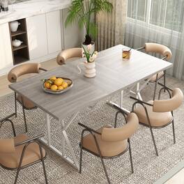 Homcom - Extendable Dining Table for 4-6 - Distressed Gray