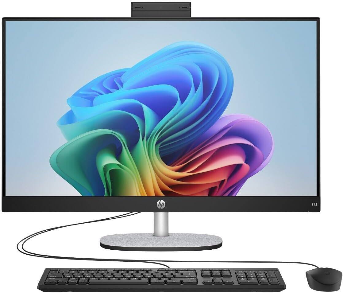 Alt View 4. HP - HP 27 All-in-One 27 FHD Display (Ryzen AI 7 350, 64GB, 4TB SSD, AMD Radeon, WiFi 6, Webcam, Win 11 Pro) w/USB Hub - Black.