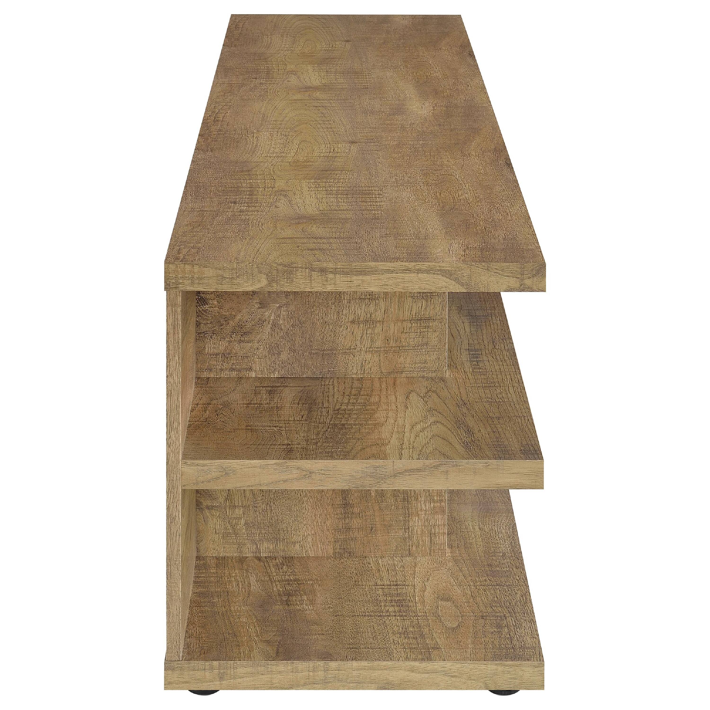Alt View 3. Manhattan Lane - Carie TV Stand Media Console, 2-Tier Open Shelves, Mango Finish Wood - Mango Brown.