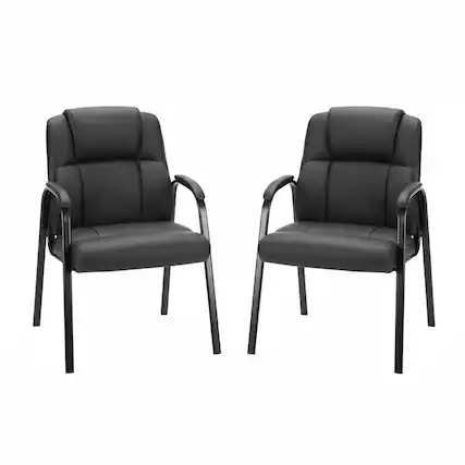 Front. AOITUN - Office Guest Chairs Set of 2 - Leather Accent Chairs for Living Room - black.