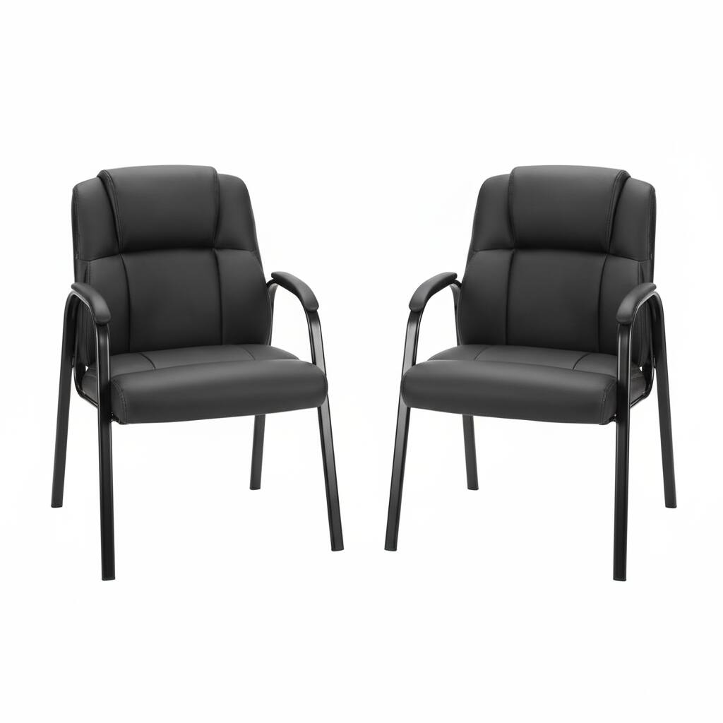 Front. AOITUN - Office Guest Chairs Set of 2 - Leather Accent Chairs for Living Room - black.
