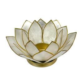 Things2Die4 - Capiz Shell Lotus Flower Small Tealight Decorative Candle Holder Home Decor - White