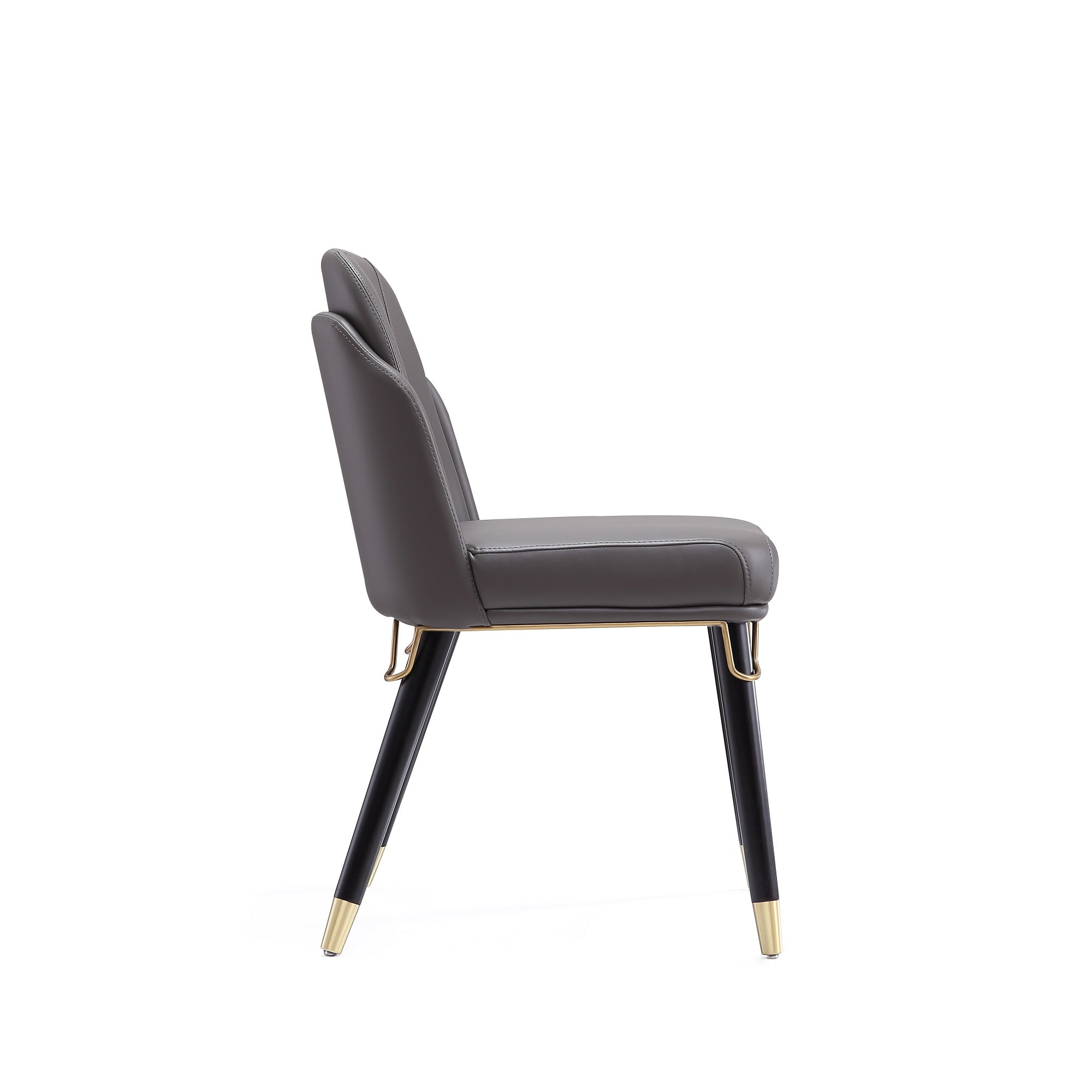 Alt View 1. Manhattan Comfort - Estelle Modern Wood Vegan Leather Dining Chair - Graphite.