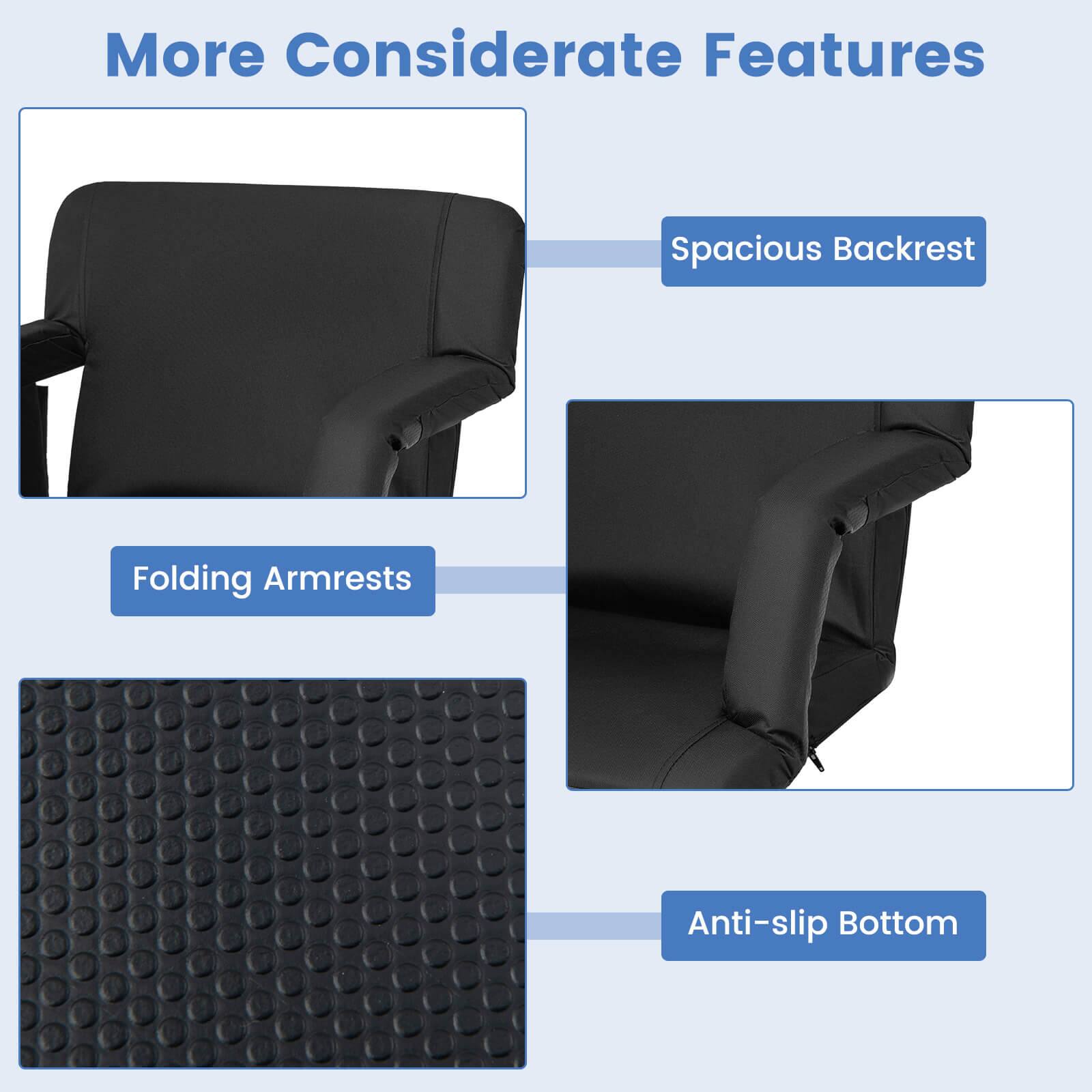 More Considerate Features

- Spacious Backrest
- Folding Armrests
- Anti-slip Bottom
