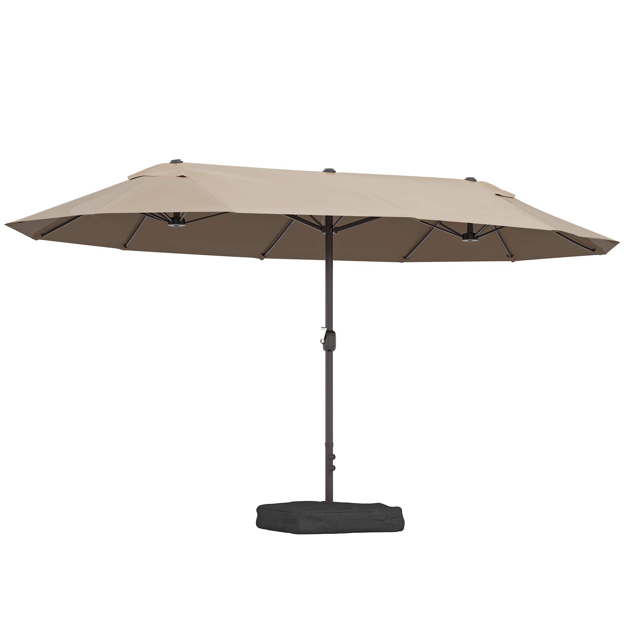 Outsunny - Patio Umbrella 15' Steel Rectangular Outdoor Double Sided Market with base - Coffee