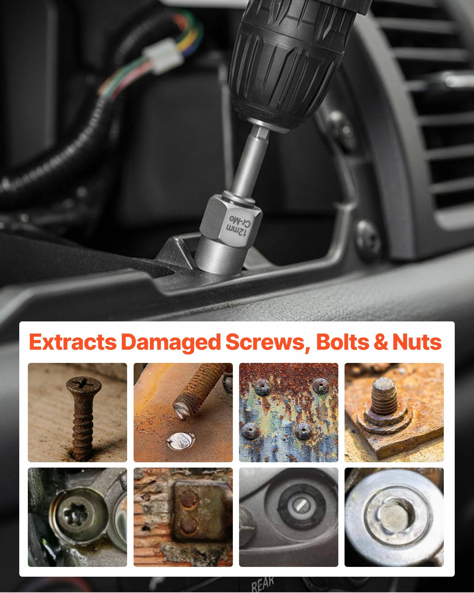 Cr-Mo 12mm Extracts Damaged Screws, Bolts & Nuts REAR