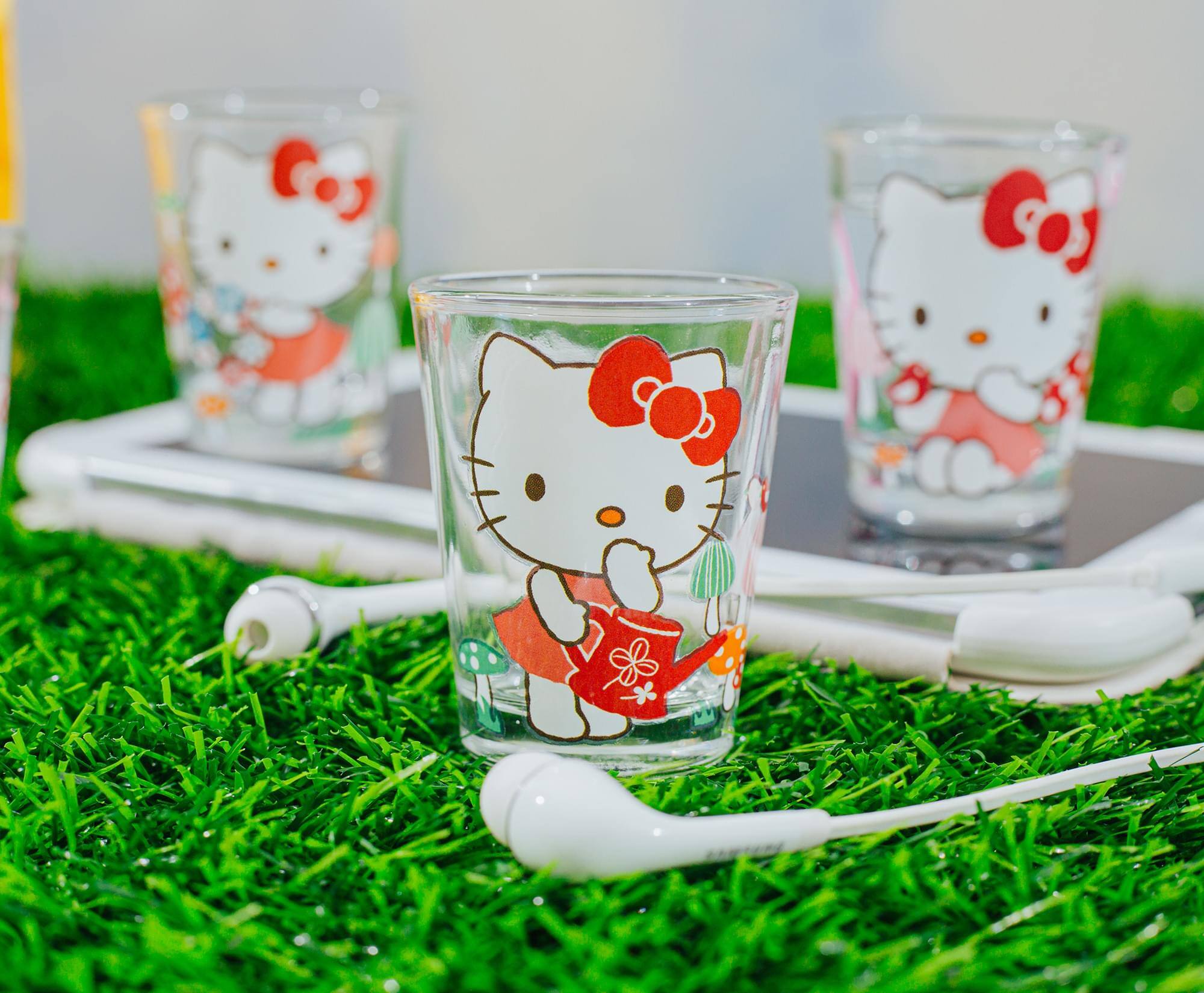 Alt View 4. Silver Buffalo - Sanrio Hello Kitty Mushrooms 2-Ounce Mini Shot Glasses | Set of 4 - Red.