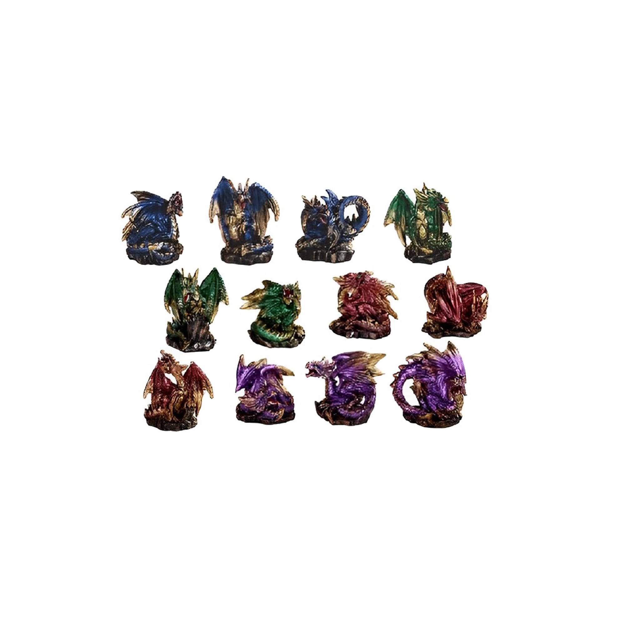 FC Design - 12-PC Mini Dragons Different Poses 2.25"H Figurine Statue Set Office Desk Tabletop Medieval Gaming Home Decor - Multi-Color