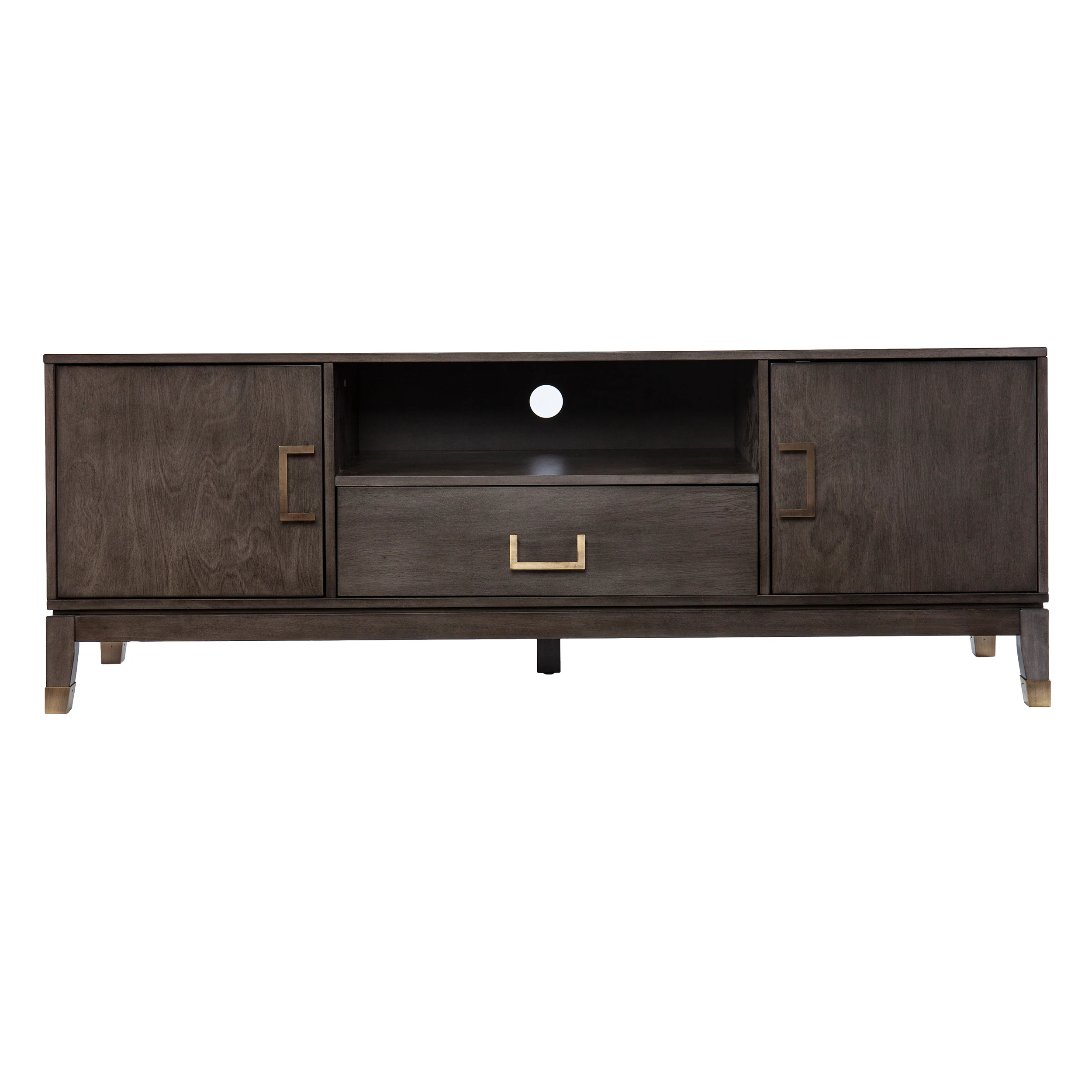 Left. TinyHomie - Brenting Media Stand with Storage - Gray Wash.