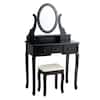 Front. Costway - Costway Vanity Set Makeup Dressing Table w/5 Drawers 12 LED Bulb - Black.