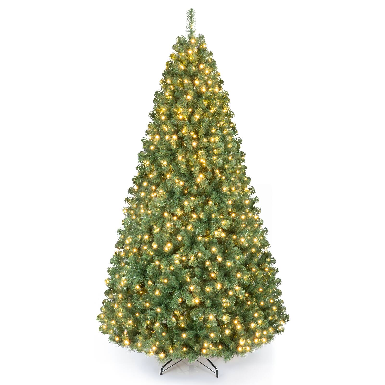 Alt View 1. Costway - 8 FT Pre-Lit Christmas Tree with 880 LED Lights & 1498 Tips - Green.