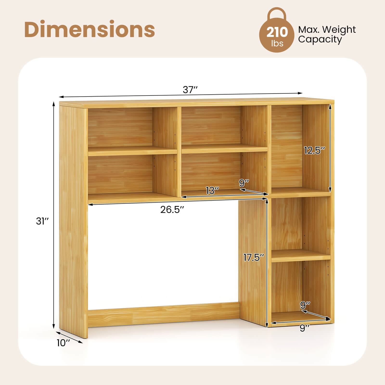 Dimensions: 37" x 12.5" x 31" x 17.5" x 13" x 9" x 10" x 9"  
Max. Weight Capacity: 210 lbs