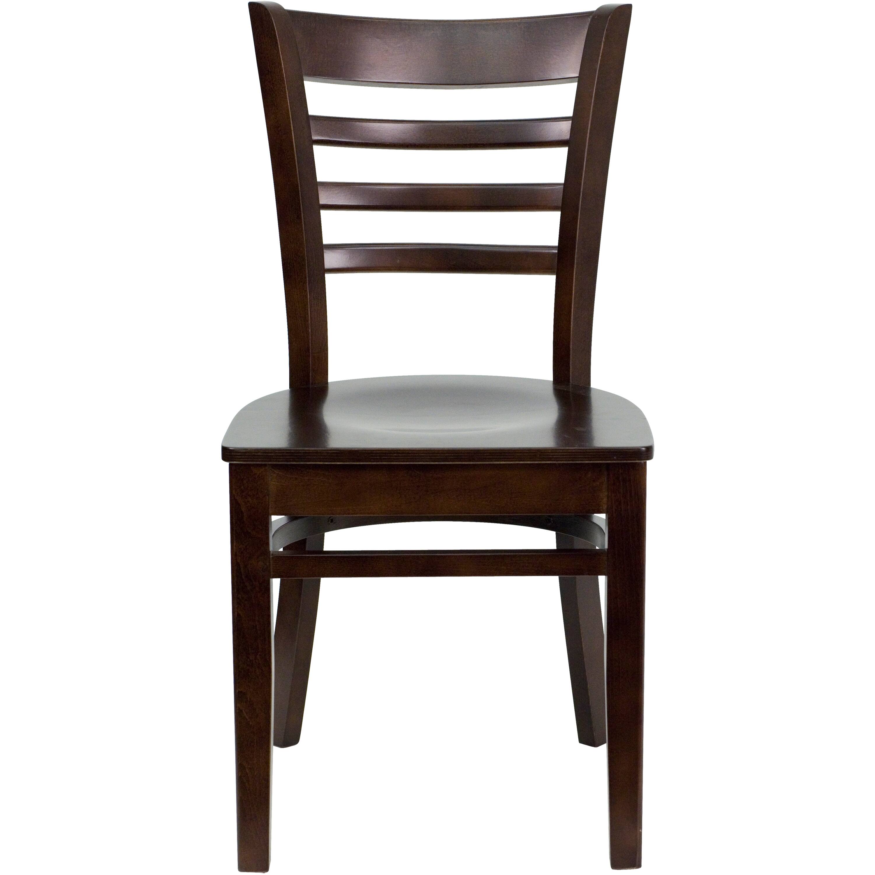 Alt View 7. Emma + Oliver - Ladder Back Wooden Restaurant Dining Chair - Walnut Wood Seat/Walnut Wood Frame.