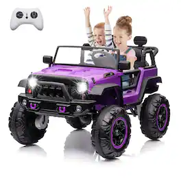 GARVEE - 24V 2-Seater Kids Electric Truck w/ True 4WD, Remote, 4x45W Motors, 7Ah Battery, LED Lights & MP3.