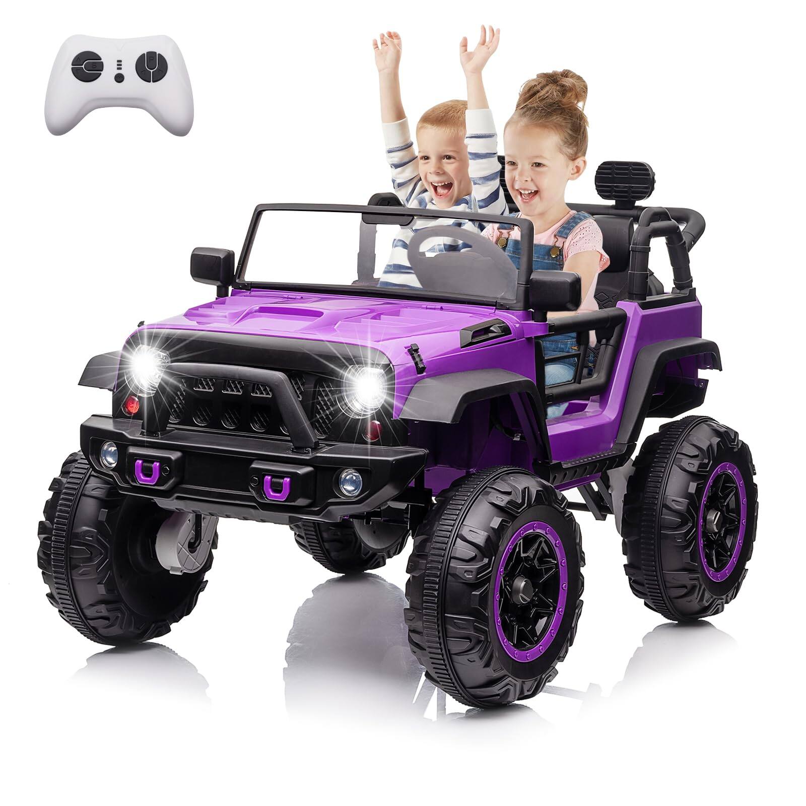 GARVEE - 24V 2-Seater Kids Electric Truck w/ True 4WD, Remote, 4x45W Motors, 7Ah Battery, LED Lights & MP3.