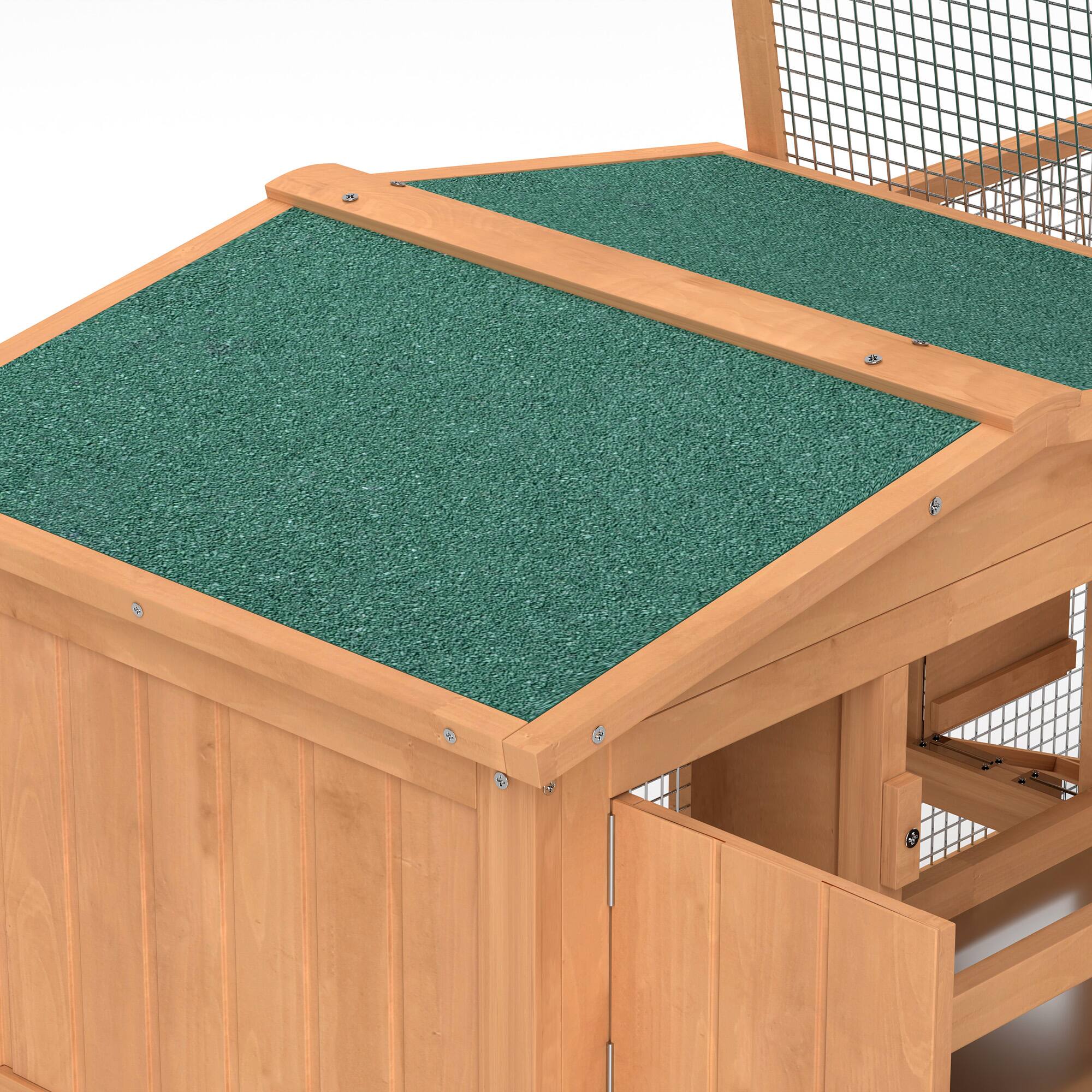 Alt View 7. Pawhut - 62" Wooden Outdoor Rabbit Hutch Small Animal Habitat with Detachable Run and Elevated Main.