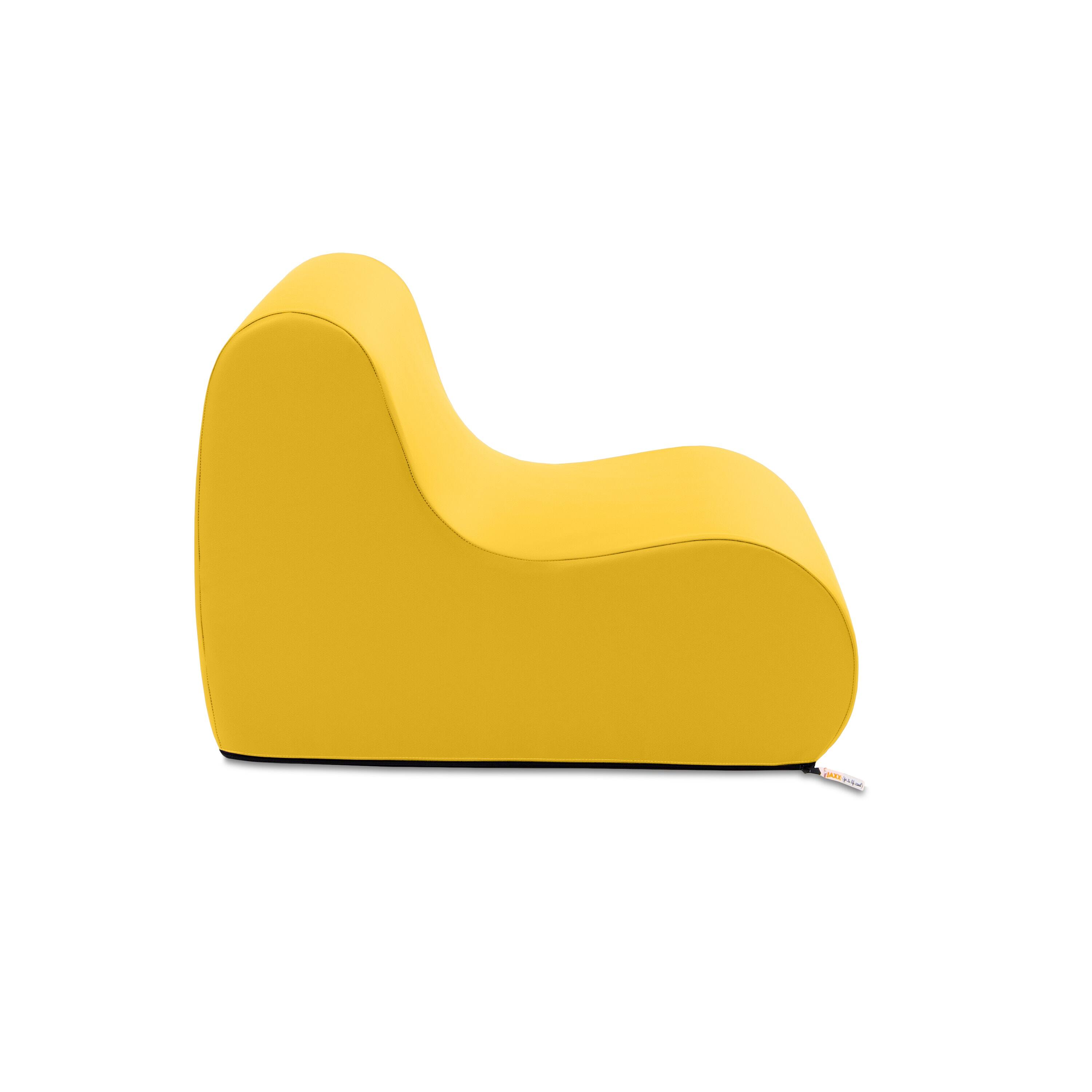 Angle. Jaxx - Jaxx Midtown Small Classroom Soft Foam Chair - Premium Vinyl Cover, Yellow - Yellow.