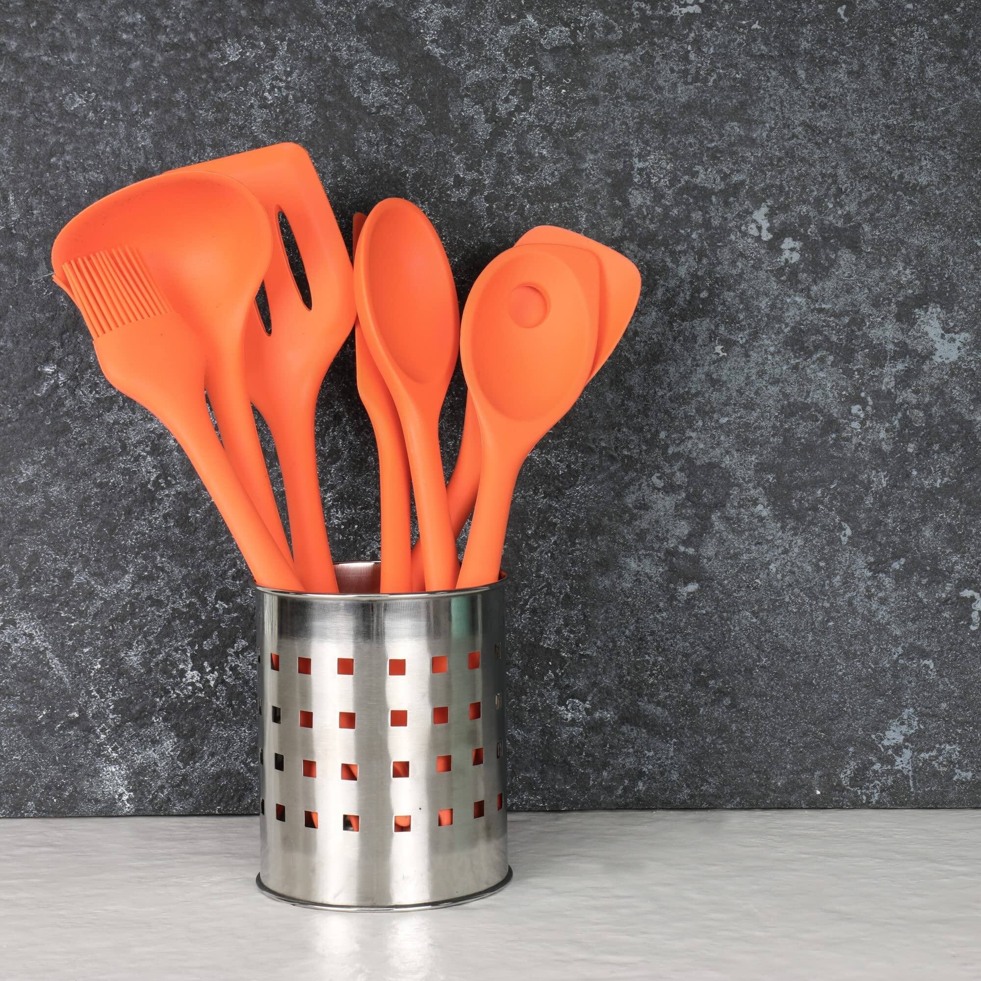 Angle. Chef Craft - 7 Piece Premium Silicone Kitchen Tool and Utensil Set - Orange - Orange.
