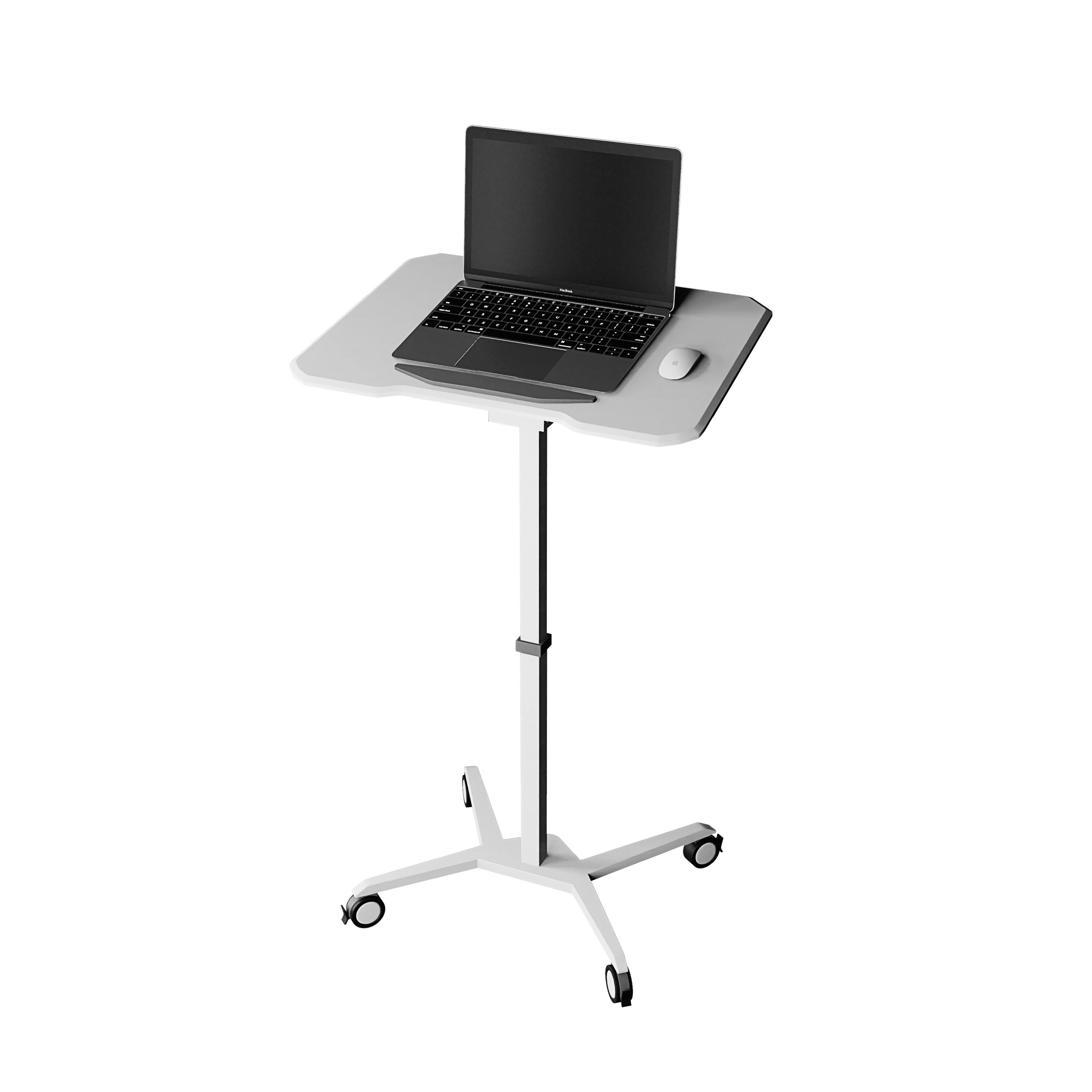 Front. Spaco - Spaco Mobile Sit Stand Laptop Desk with Pneumatic Lift, Adjustable Height and Tilt, Safety Edge, 4 Locking Casters - White.