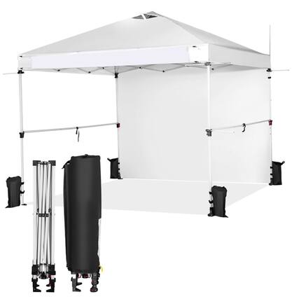 Front. Kadyn - 10 x 10 Feet Foldable Commercial Pop-up Canopy with Roller Bag and Banner Strip-White, Outdoor Gazebo Party Tent.