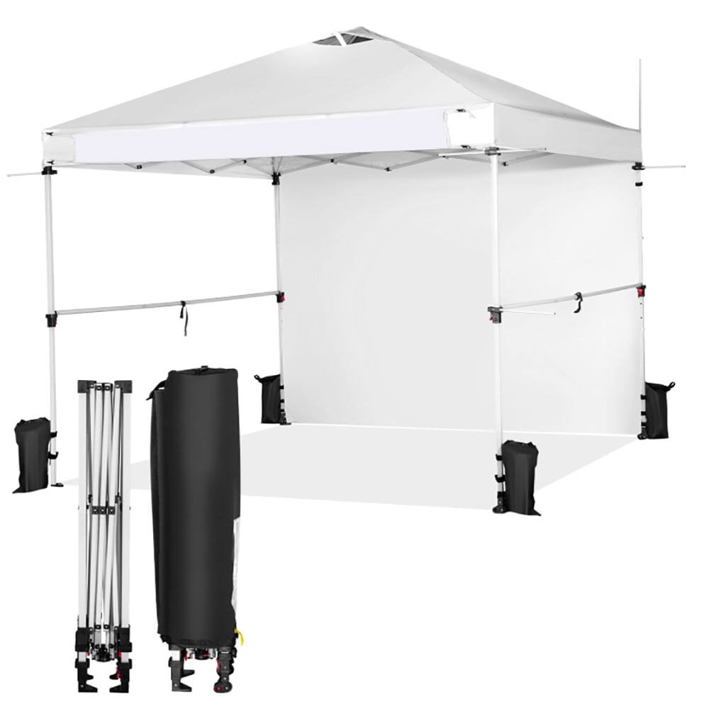 Front. Kadyn - 10 x 10 Feet Foldable Commercial Pop-up Canopy with Roller Bag and Banner Strip-White, Outdoor Gazebo Party Tent.
