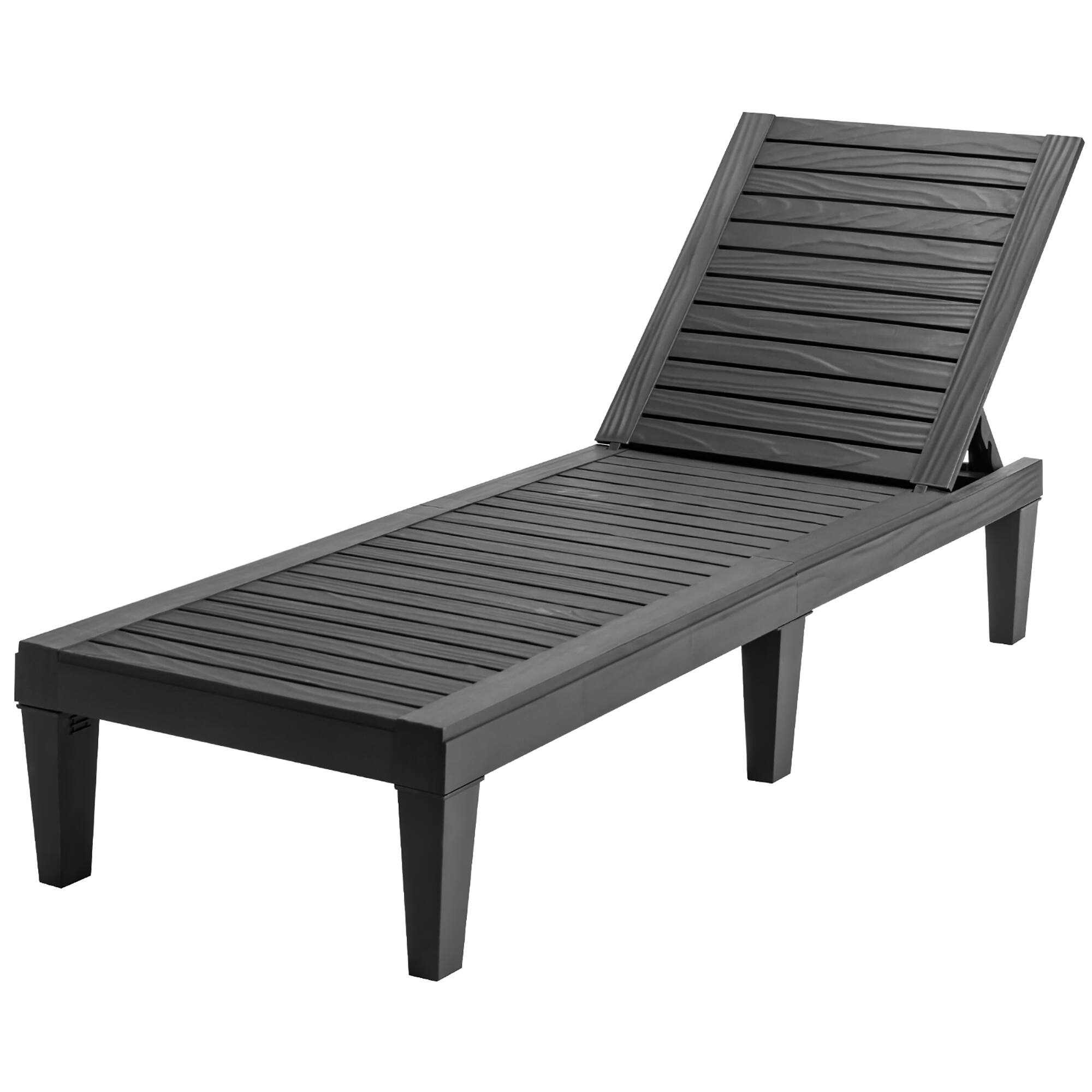 Costway - Patio Lounge Chair Chaise Recliner Weather Resistant Adjustable - Black