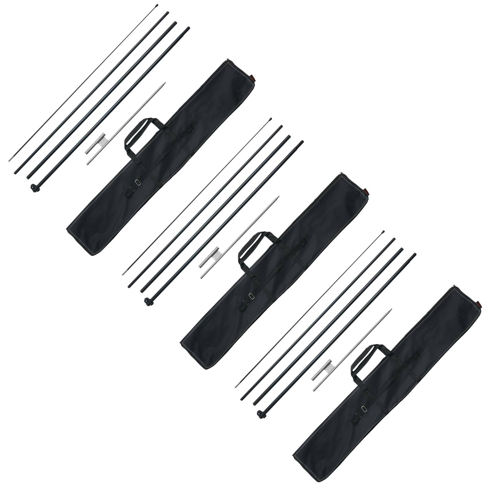 Alt View 5. VEVOR - Feather Flag Pole Kit, 3 Packs Swooper Flag Pole 16.3 ft, Sign Flag Poles for Business Advertising Flags Outdoor - Black, gray and silver.