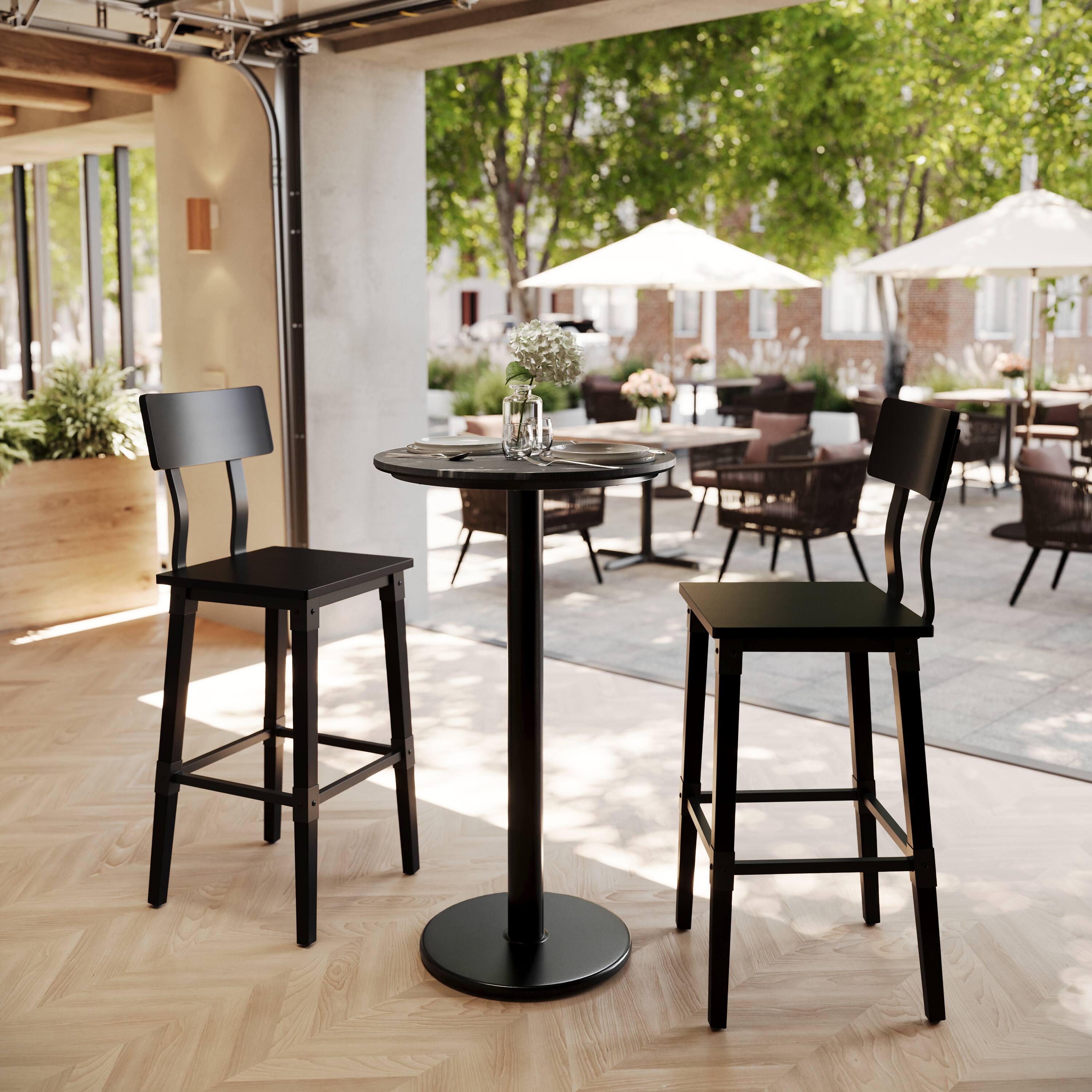 Alt View 1. Emma + Oliver - PureShield Tabletop with Seam-Free Surface Innovation and Bar Height Base - Black Faux Marble/Black Base.