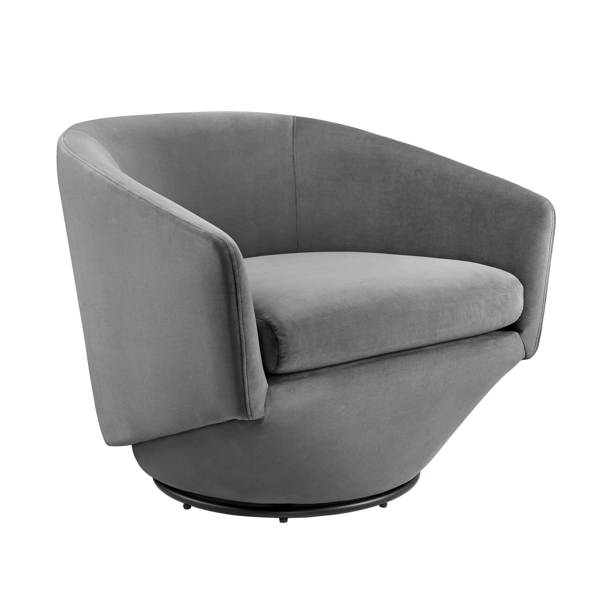 Angle. Modway - Series Performance Velvet Fabric Swivel Chair by Modway - Gray.