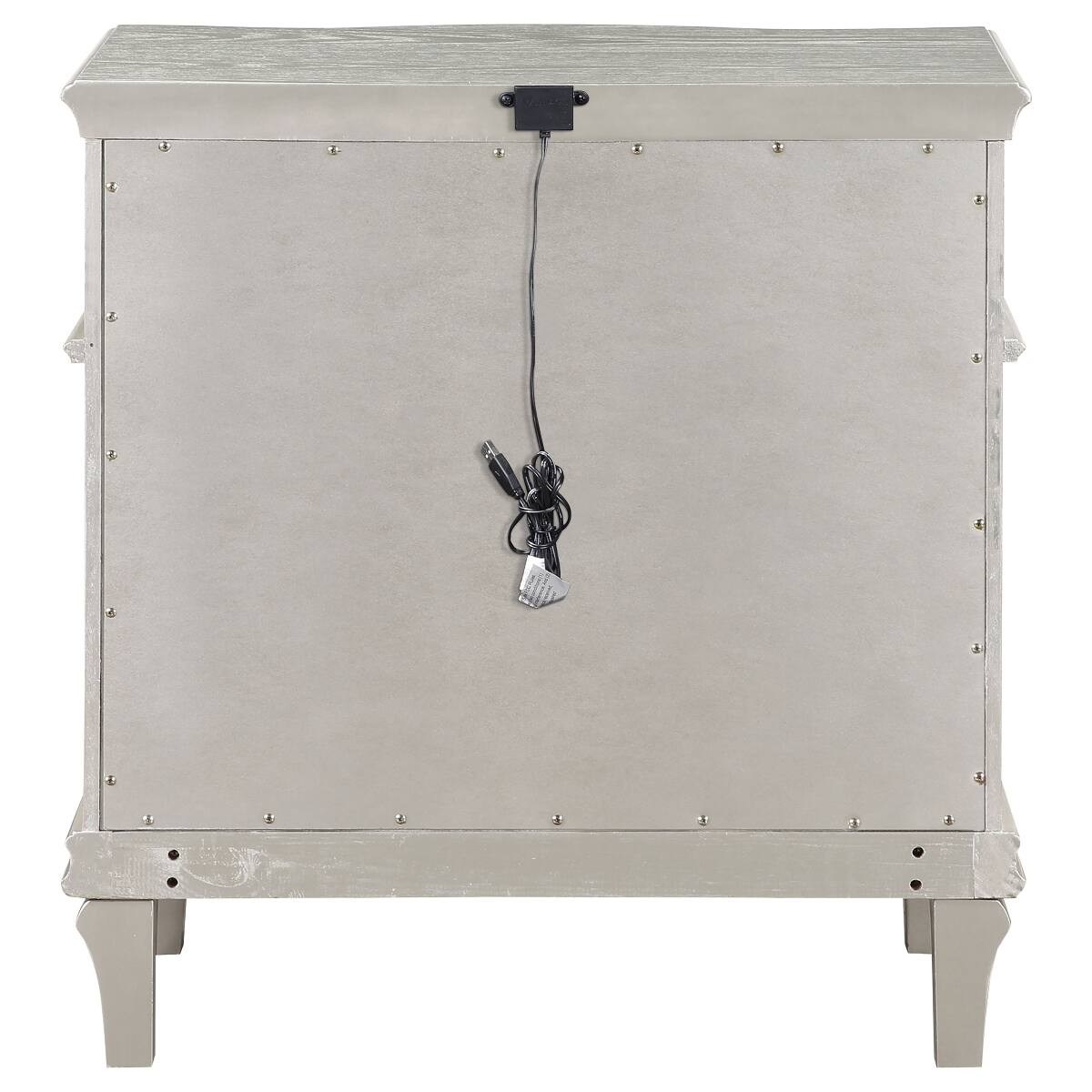 Alt View 7. Loheer - Loheer Silver Oak 3 Drawer Nightstand with Geometric Hardware and Tapered Legs - Silver Oak.