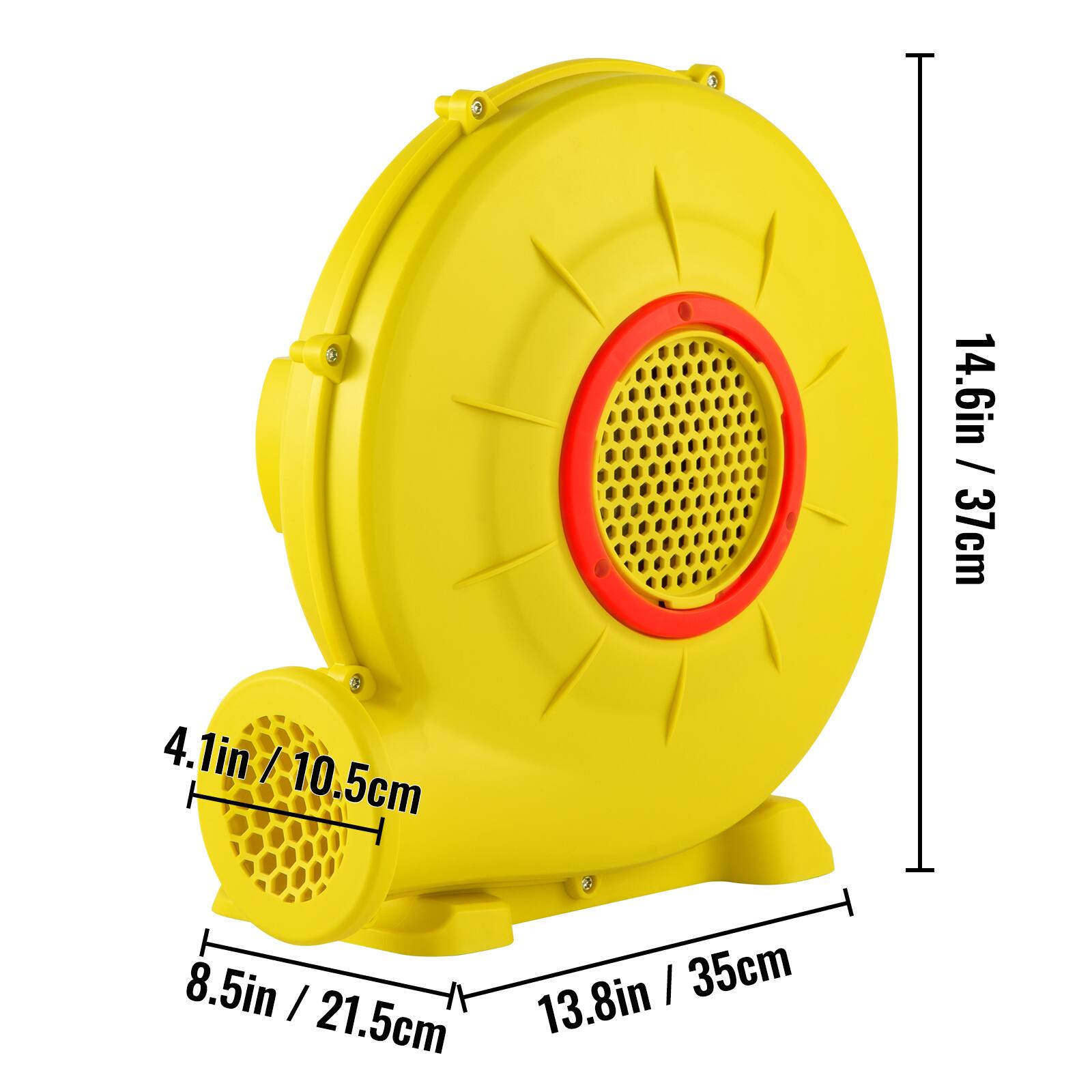4.1in / 10.5cm  
8.5in / 21.5cm  
13.8in / 35cm  
14.6in / 37cm
