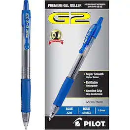 Pilot - G2 Retractable Gel Pens, Bold Point, 1.0mm, Dozen - Blue Ink