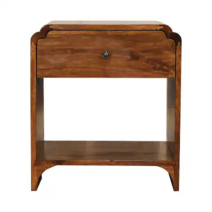 Front. Artisan Furniture - Artisan Furniture Solid Wood Newton Nightstand, 1 Drawer, 1 Open Shelf, Brown - Chestnut.