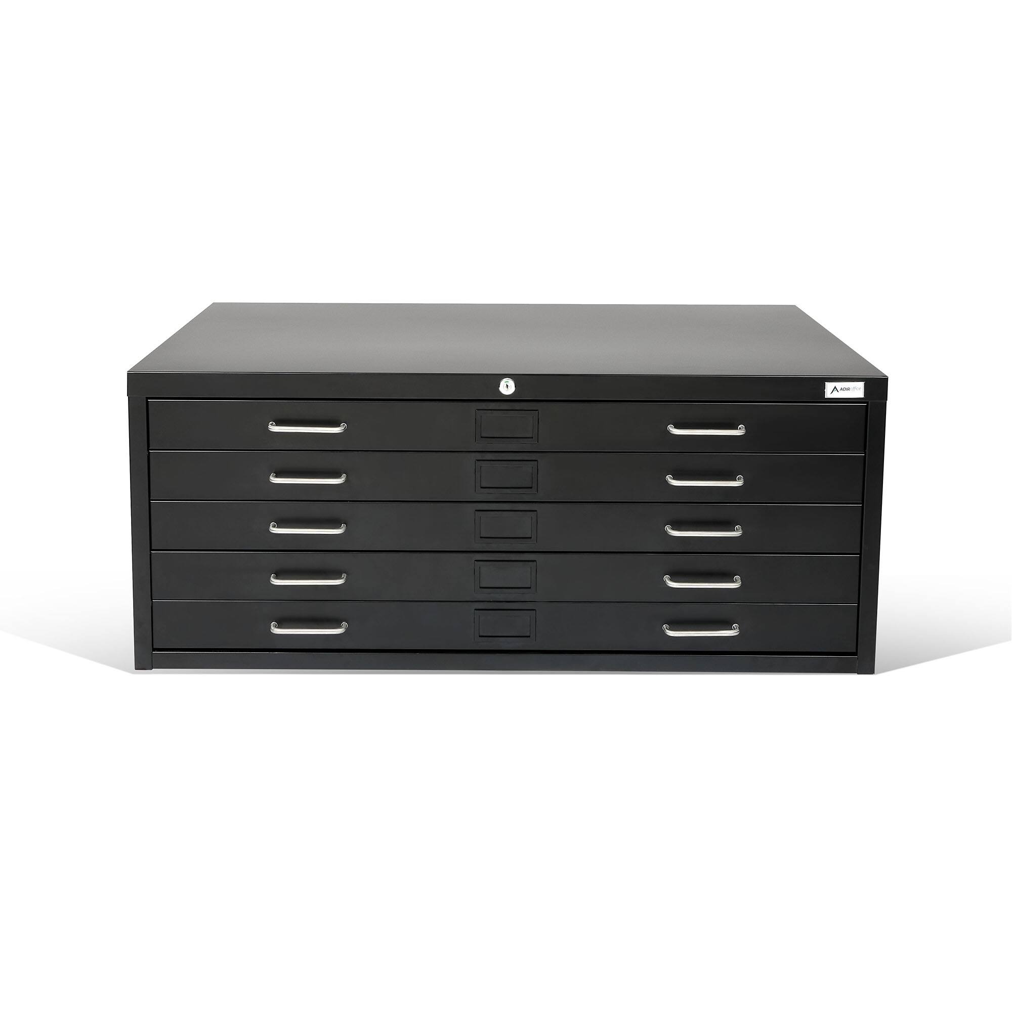 Back. AdirOffice - Blueprint File Cabinet, 5-Drawer, Large Document Lateral File Cabinet - Black-40.37" W x 29.37" D x 19.29" H.