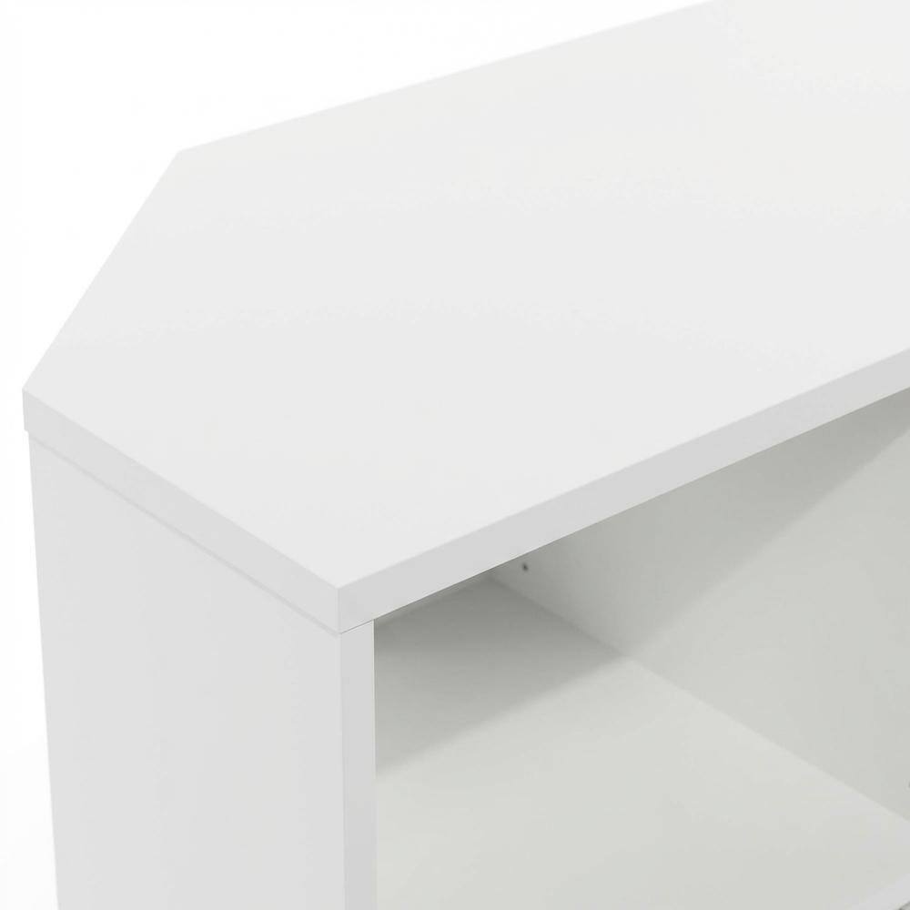 Alt View 4. FurniFact - White Corner Fireplace TV Stand with 4 Open Storage Compartments in Wood Finish - White.