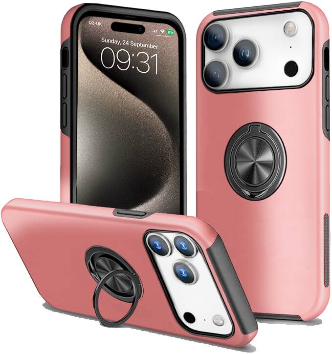 Entronix - Case for iPhone 17 Pro - 360 Degree Kickstand and Protection - Pink