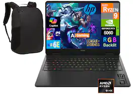 HP - OMEN Laptop 16.0 WUXGA Display (Ryzen 9 8940HX, 64GB, 2TB SSD, GeForce RTX 5060, Win 11 Pro) w/17in Backpack - Shadow Black
